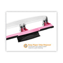 Bostitch 12-Sheet EZ Squeeze InCourage Three-Hole Punch, 9/32" Holes, Pink