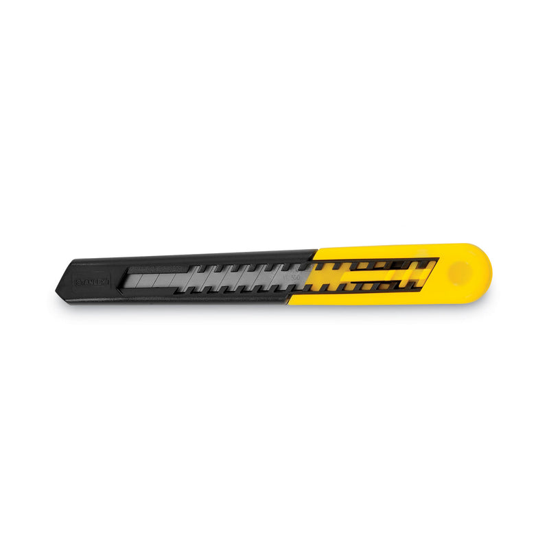 Stanley Straight Handle Knife w/Retractable 13 Point Snap-Off Blade, 9 mm Blade, 5.13" Plastic Handle, Yellow/Gray