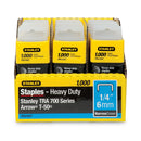 Stanley SharpShooter Heavy-Duty Tacker Staples, 0.25" Leg, 0.5" Crown, Steel, 1,000/Box