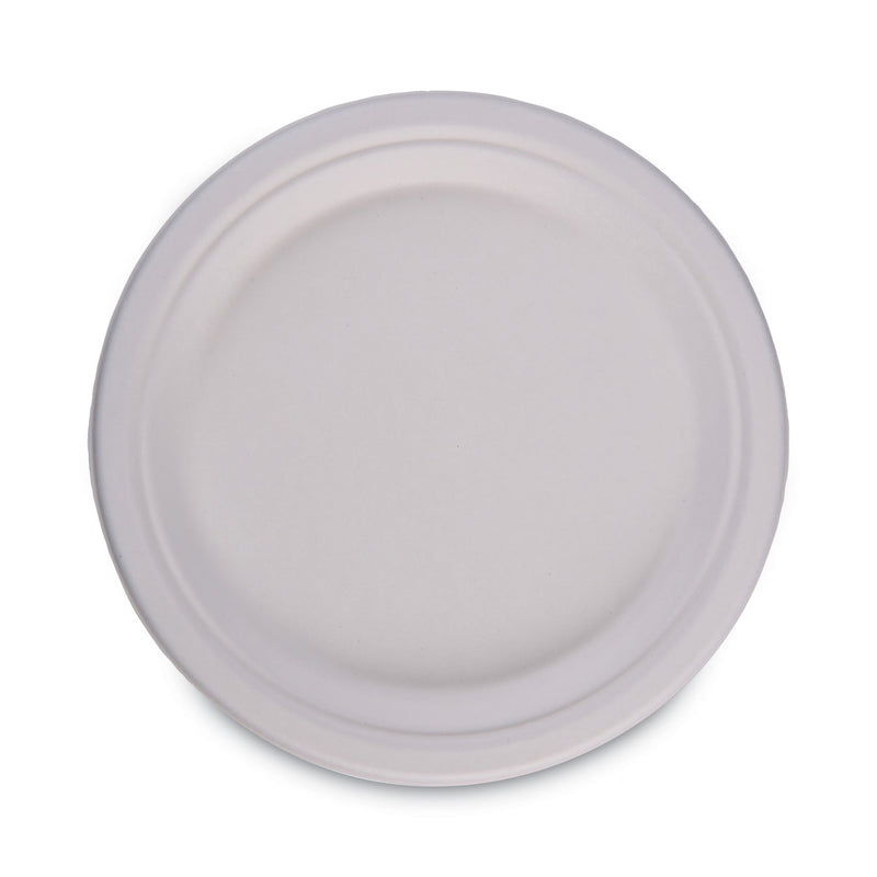 Boardwalk Bagasse Dinnerware, Plate, 9" dia, White, 500/Carton