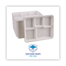 Boardwalk Bagasse Dinnerware, 5-Compartment Tray, 10 x 8, White, 500/Carton