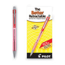 Pilot Better Ballpoint Pen, Retractable, Fine 0.7 mm, Red Ink, Translucent Red Barrel, Dozen