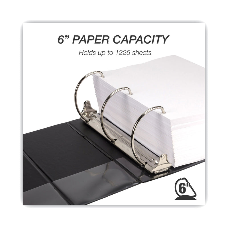 Samsill Nonstick D-Ring View Binder, 3 Rings, 6" Capacity, 11 x 8.5, Black