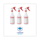 Boardwalk Trigger Spray Bottle, 32 oz, Clear/Red, HDPE, 3/Pack