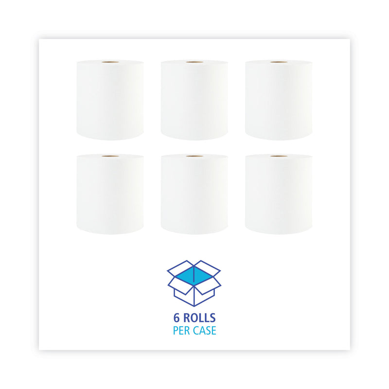 Boardwalk Hardwound Paper Towels, 1-Ply, 8" x 800 ft, White, 6 Rolls/Carton