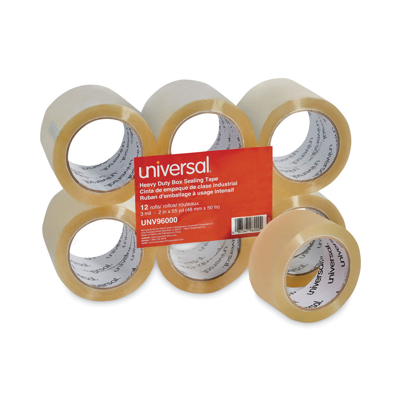 Universal Heavy-Duty Box Sealing Tape, 3" Core, 1.88" x 54.6 yds, Clear, 12/Box