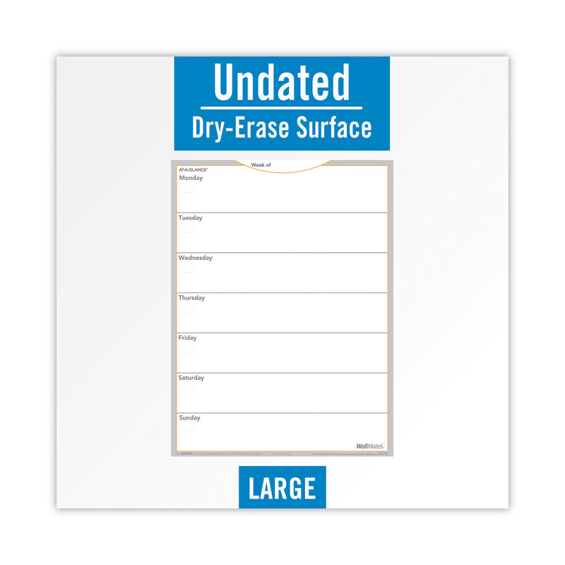 AT-A-GLANCE WallMates Self-Adhesive Dry Erase Weekly Planning Surfaces, 18 x 24, White/Gray/Orange Sheets, Undated