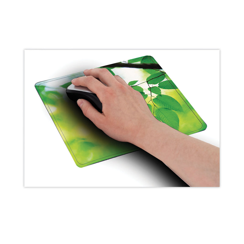 Fellowes Recycled Mouse Pad, 9 x 8, Leaves Design