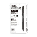 Pentel EnerGel-X Gel Pen, Retractable, Medium 0.7 mm, Black Ink, Black Barrel, Dozen