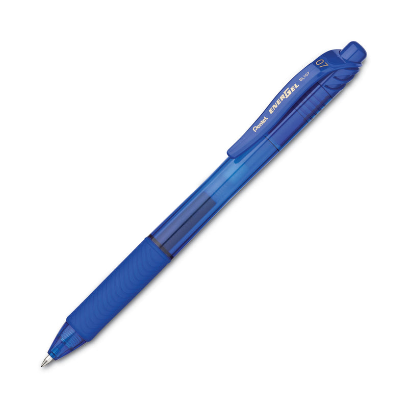 Pentel EnerGel-X Gel Pen, Retractable, Medium 0.7 mm, Blue Ink, Blue Barrel, Dozen