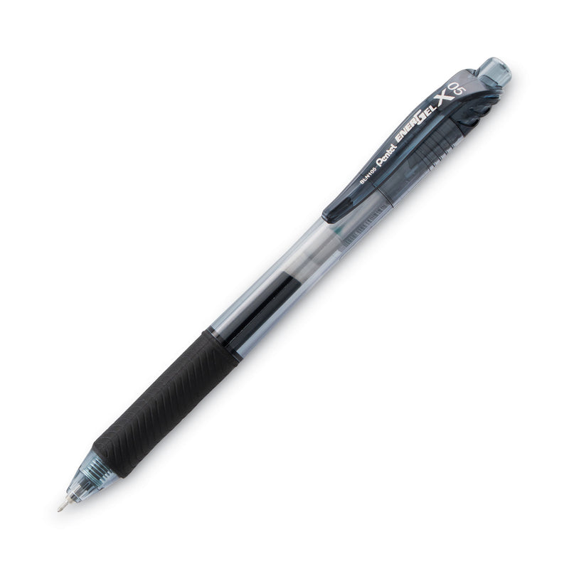 Pentel EnerGel-X Gel Pen, Retractable, Fine 0.5 mm Needle Tip, Black Ink, Black Barrel, Dozen