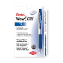 Pentel WOW! Gel Pen, Retractable, Medium 0.7 mm, Blue Ink, Clear/Blue Barrel, Dozen