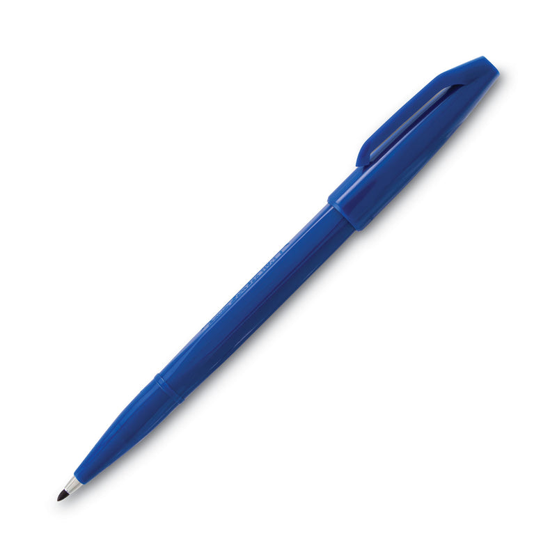 Pentel Arts Sign Pen Fine Point Color Marker, Extra-Fine Bullet Tip, Blue, Dozen