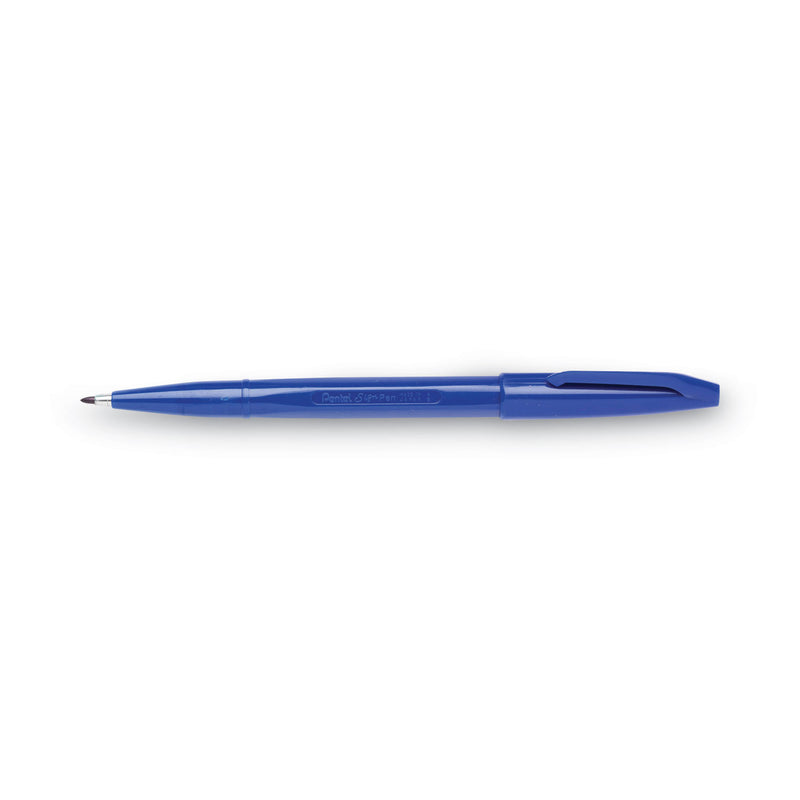 Pentel Arts Sign Pen Fine Point Color Marker, Extra-Fine Bullet Tip, Blue, Dozen