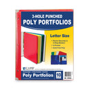 C-Line Two-Pocket Heavyweight Poly Portfolio Folder, 3-Hole Punch, 11 x 8.5, Assorted, 10/Pack