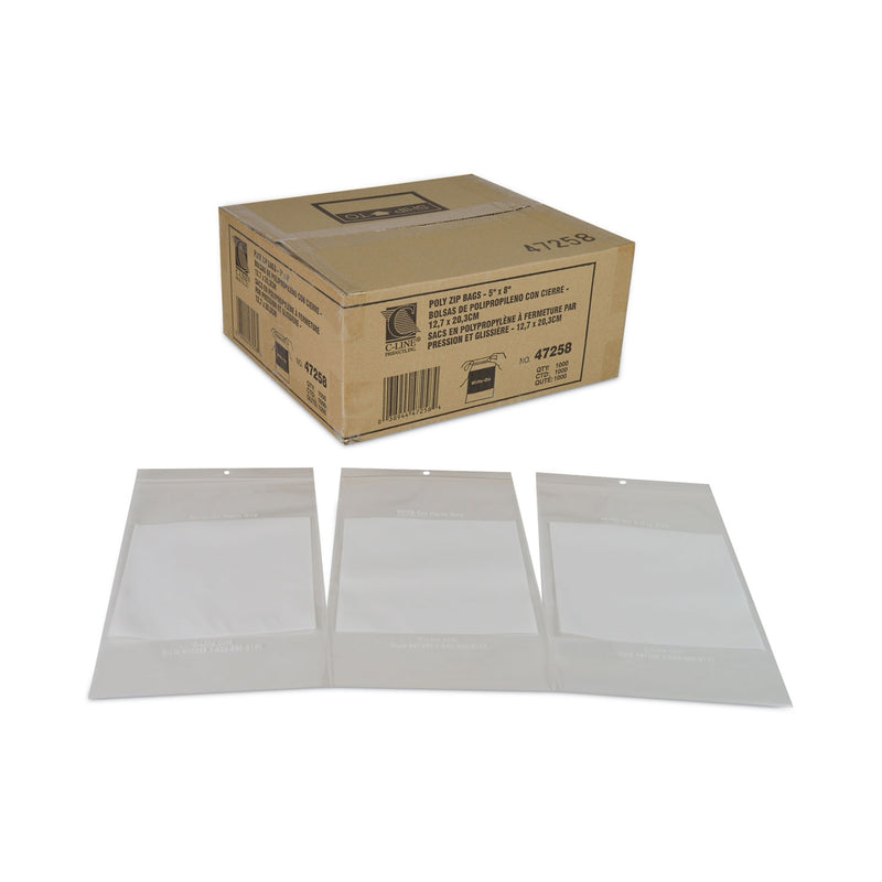 C-Line Write-On Poly Bags, 2 mil, 5" x 8", Clear, 1,000/Carton