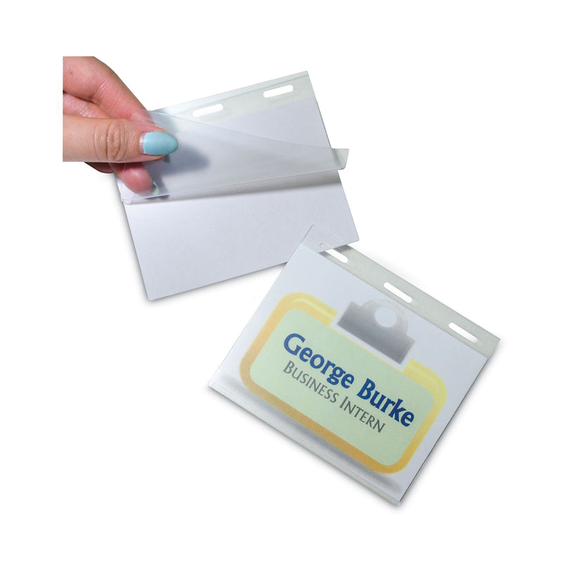 C-Line Self-Laminating Magnetic Style Name Badge Holder Kit, 3" x 4", Clear, 20/Box