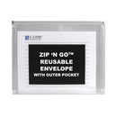 C-Line Zip 'N Go Reusable Envelope with Outer Pocket, 1" Capacity, 2 Sections, 10 x 13, Clear, 3/Pack