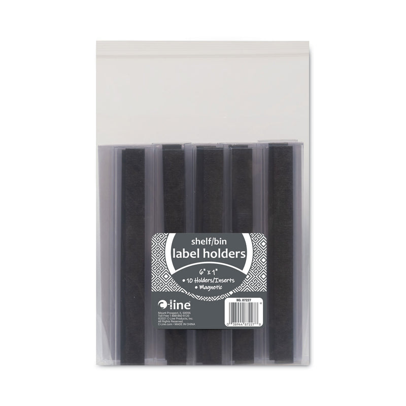 C-Line HOL-DEX Magnetic Shelf/Bin Label Holders, Side Load, 1 x 6, Clear, 10/Box