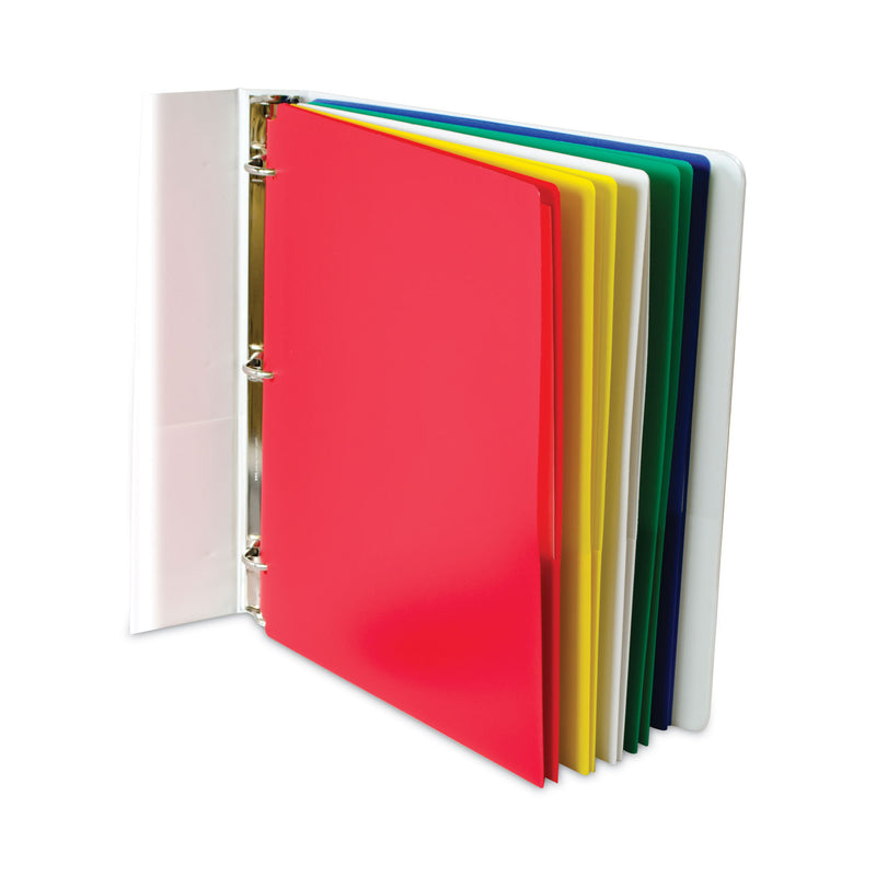 C-Line Two-Pocket Heavyweight Poly Portfolio Folder, 3-Hole Punch, 11 x 8.5, Assorted, 10/Pack