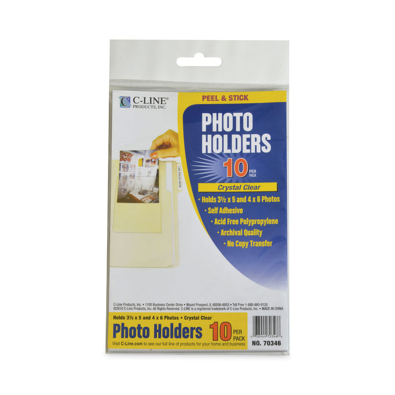 C-Line Peel and Stick Photo Holders, 4.38 x 6.5, Clear, 10/Pack
