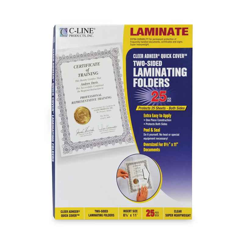 C-Line Quick Cover Laminating Pockets, 12 mil, 9.13" x 11.5", Gloss Clear, 25/Box