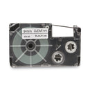 Casio Tape Cassettes for KL Label Makers, 0.37" x 26 ft, Black on Clear, 2/Pack