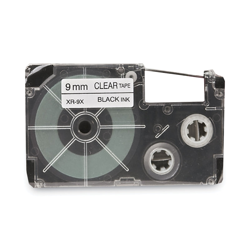 Casio Tape Cassettes for KL Label Makers, 0.37" x 26 ft, Black on Clear, 2/Pack