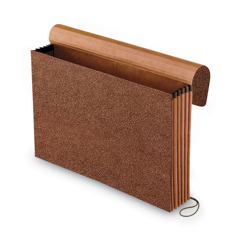 Pendaflex Standard Expanding Wallet with Fiber Gussets, 5.25" Expansion, 1 Section, Elastic Cord Closure, Legal Size, Red Fiber