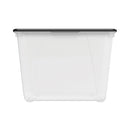 Storex Storage Tote, 16 gal, 22.7" x 18.25" x 12.86", Clear/Black