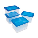 Storex Plastic File Tote, Letter/Legal Files, 18.5" x 14.25" x 10.88", Clear/Blue