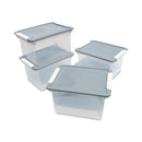 Storex Portable File Tote with Locking Handles, Letter/Legal Files, 18.5" x 14.25" x 10.88", Clear/Silver