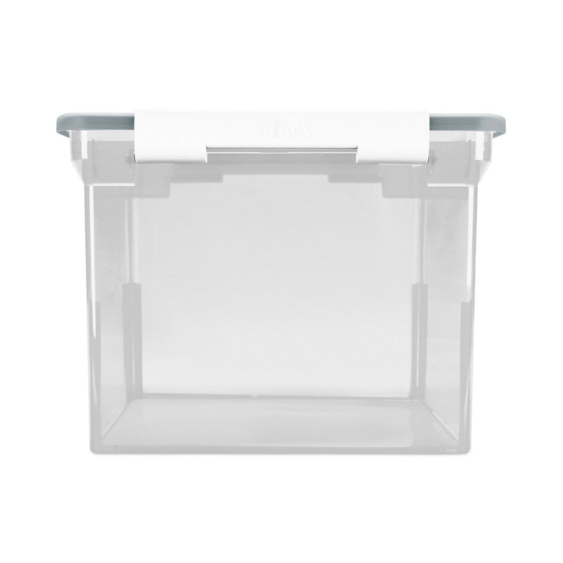 Storex Portable File Tote with Locking Handles, Letter/Legal Files, 18.5" x 14.25" x 10.88", Clear/Silver