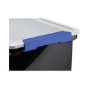 Storex Portable File Tote with Locking Handles, Letter/Legal Files, 18.5" x 14.25" x 10.88", Black/Silver