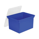 Storex Plastic File Tote, Letter/Legal Files, 18.5" x 14.25" x 10.88", Blue/Clear