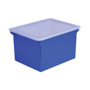 Storex Plastic File Tote, Letter/Legal Files, 18.5" x 14.25" x 10.88", Blue/Clear