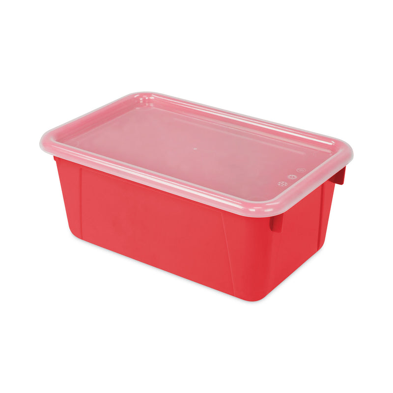 Storex Cubby Bins with Clear Lids, 12.25" x 7.75" x 5.13", Red, 6/Pack
