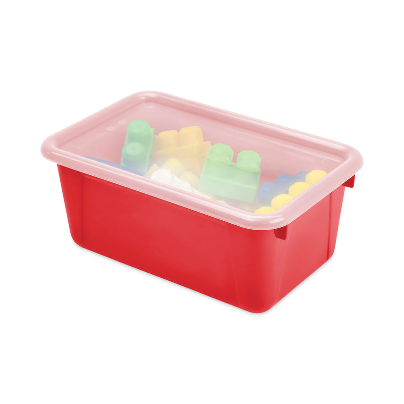 Storex Cubby Bins with Clear Lids, 12.25" x 7.75" x 5.13", Red, 6/Pack