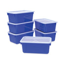 Storex Cubby Bins with Clear Lids, 12.25" x 7.75" x 5.13", Blue, 6/Pack