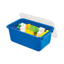 Storex Cubby Bins with Clear Lids, 12.25" x 7.75" x 5.13", Blue, 6/Pack