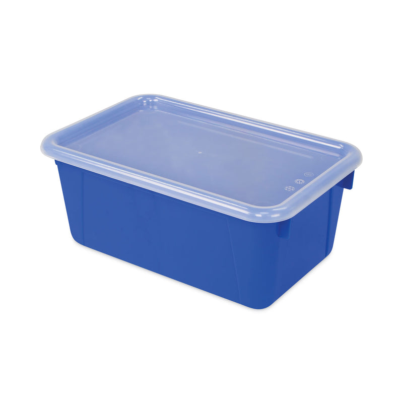 Storex Cubby Bins with Clear Lids, 12.25" x 7.75" x 5.13", Blue, 6/Pack