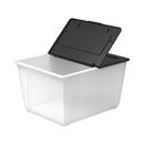 Storex Storage Tote, 16 gal, 22.7" x 18.25" x 12.86", Clear/Black