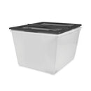 Storex Storage Tote, 16 gal, 22.7" x 18.25" x 12.86", Clear/Black
