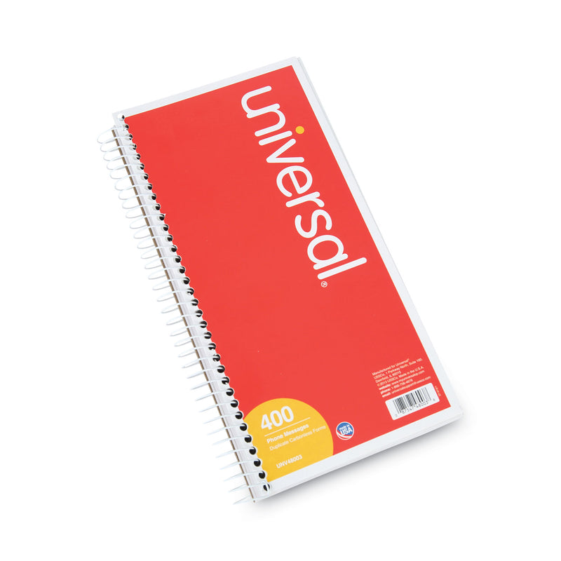 Universal Wirebound Message Books, Two-Part Carbonless, 5 x 2.75, 4/Page, 400 Forms
