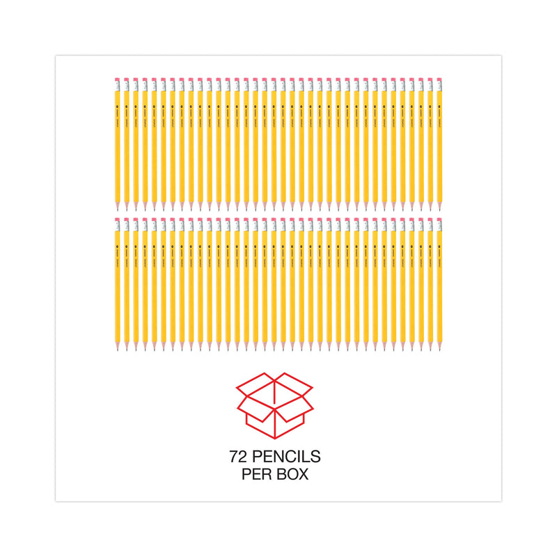 Universal #2 Pre-Sharpened Woodcase Pencil, HB (#2), Black Lead, Yellow Barrel, 72/Pack