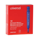 Universal Chisel Tip Permanent Marker, Broad Chisel Tip, Blue, Dozen
