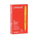 Universal Pocket Highlighters, Fluorescent Yellow Ink, Chisel Tip, Yellow Barrel, Dozen