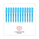 Universal Pocket Highlighters, Fluorescent Blue Ink, Chisel Tip, Blue Barrel, Dozen
