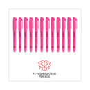 Universal Pocket Highlighters, Fluorescent Pink Ink, Chisel Tip, Pink Barrel, Dozen