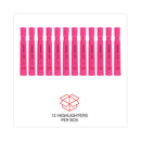 Universal Desk Highlighters, Fluorescent Pink Ink, Chisel Tip, Pink Barrel, Dozen